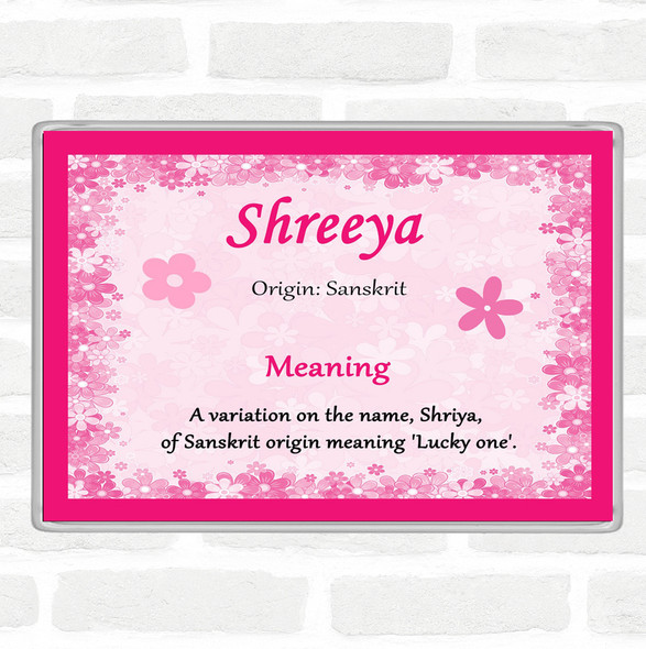 Shreeya Name Meaning Jumbo Fridge Magnet Pink