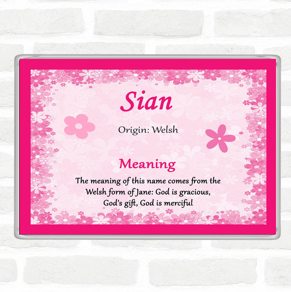 Sian Name Meaning Jumbo Fridge Magnet Pink