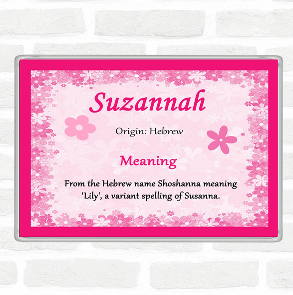 Suzannah Name Meaning Jumbo Fridge Magnet Pink