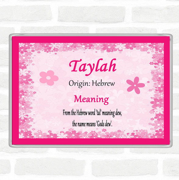 Taylah Name Meaning Jumbo Fridge Magnet Pink