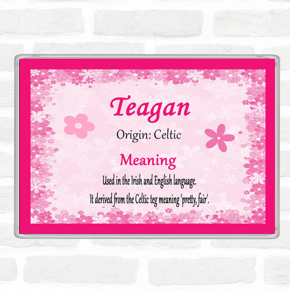 Teagan Name Meaning Jumbo Fridge Magnet Pink