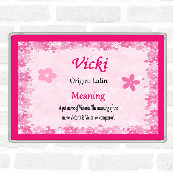 Vicki Name Meaning Jumbo Fridge Magnet Pink