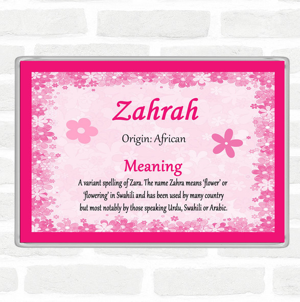 Zahrah Name Meaning Jumbo Fridge Magnet Pink
