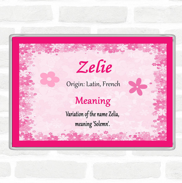 Zelie Name Meaning Jumbo Fridge Magnet Pink