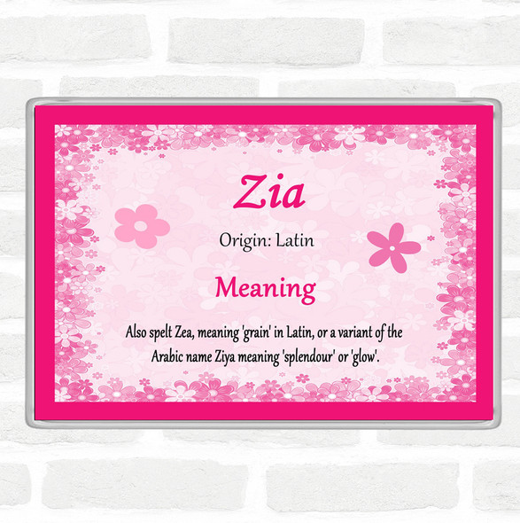 Zia Name Meaning Jumbo Fridge Magnet Pink