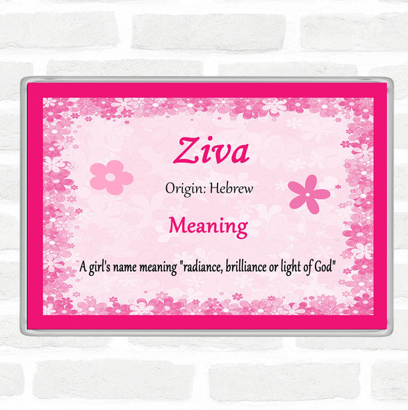 Ziva Name Meaning Jumbo Fridge Magnet Pink