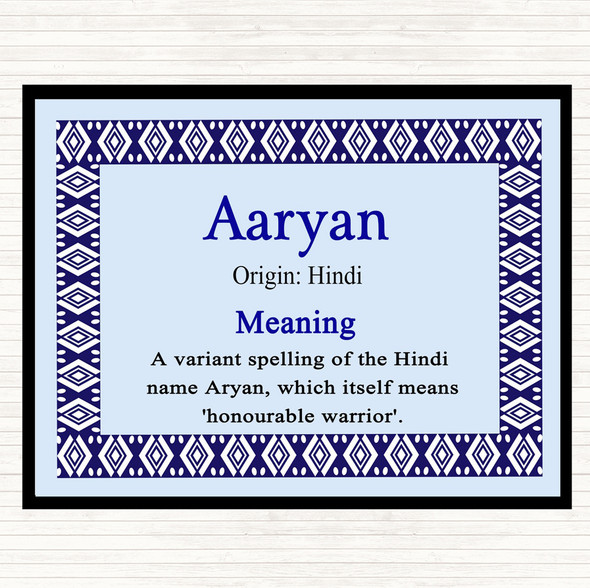 Aaryan Name Meaning Mouse Mat Pad Blue