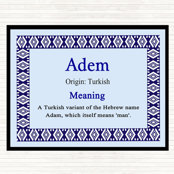 Adem Name Meaning Mouse Mat Pad Blue