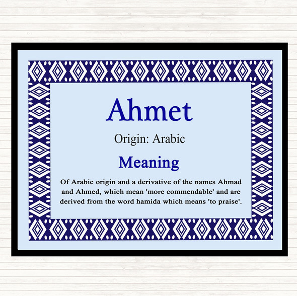 Ahmet Name Meaning Mouse Mat Pad Blue