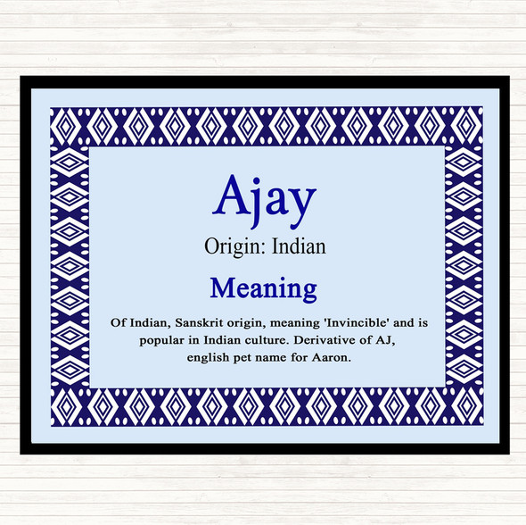 Ajay Name Meaning Mouse Mat Pad Blue