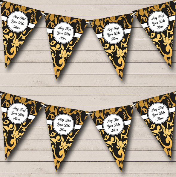 Old Gold Vintage Damask Personalised Retirement Party Bunting