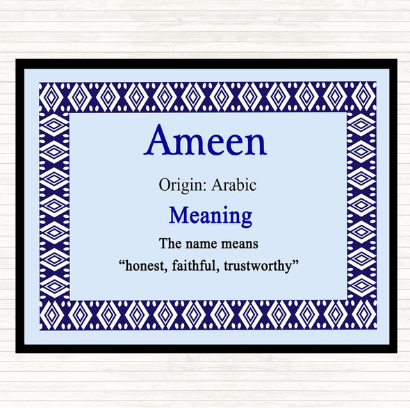 Ameen Name Meaning Mouse Mat Pad Blue