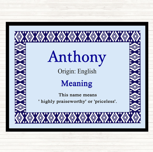 Anthony Name Meaning Mouse Mat Pad Blue