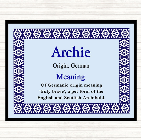 Archie Name Meaning Mouse Mat Pad Blue