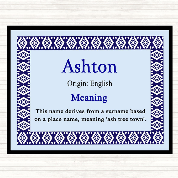 Ashton Name Meaning Mouse Mat Pad Blue