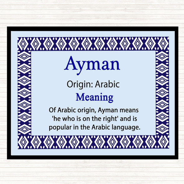Ayman Name Meaning Mouse Mat Pad Blue