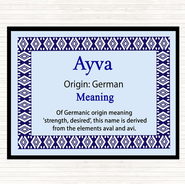 Ayva Name Meaning Mouse Mat Pad Blue