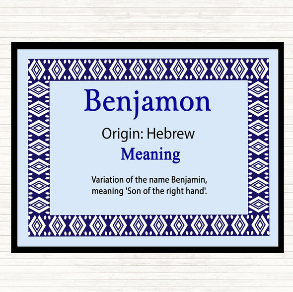 Benjamon Name Meaning Mouse Mat Pad Blue