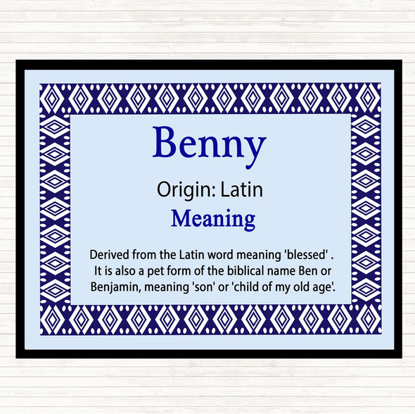 Benny Name Meaning Mouse Mat Pad Blue