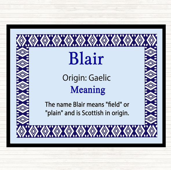 Blair Name Meaning Mouse Mat Pad Blue