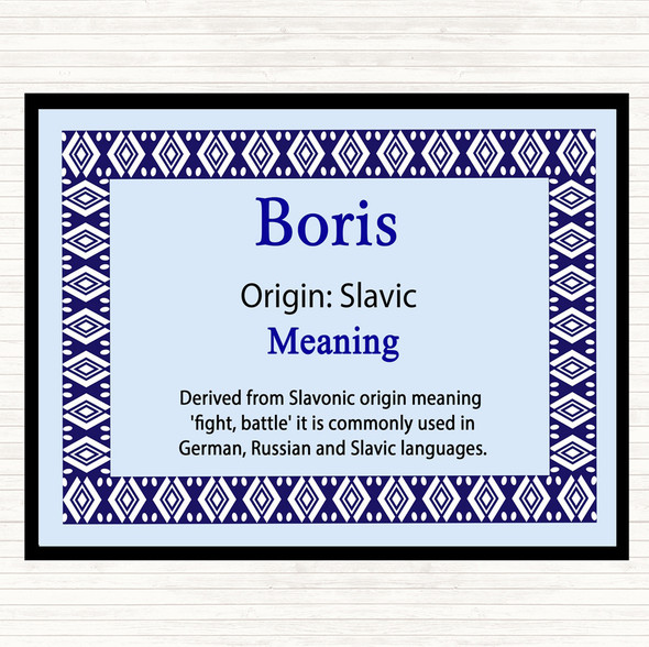 Boris Name Meaning Mouse Mat Pad Blue