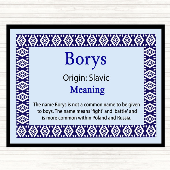 Borys Name Meaning Mouse Mat Pad Blue