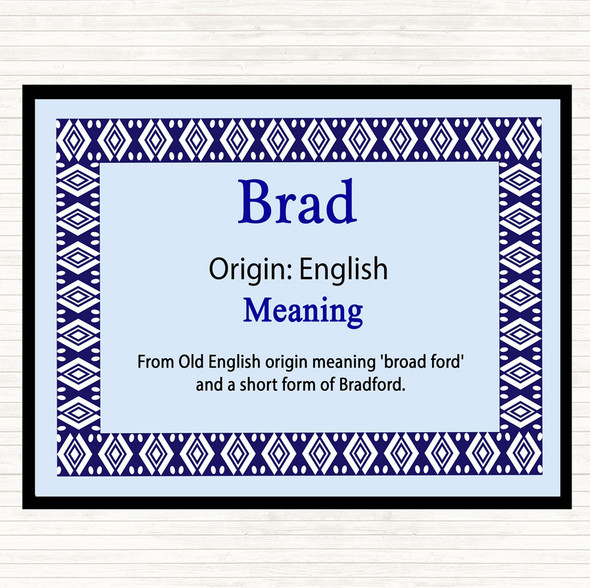 Brad Name Meaning Mouse Mat Pad Blue