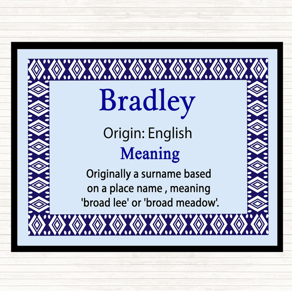 Bradley Name Meaning Mouse Mat Pad Blue