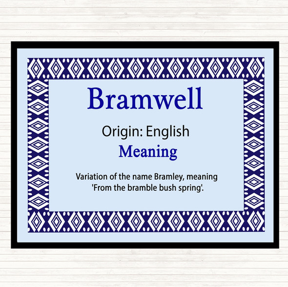 bramwell Name Meaning Mouse Mat Pad Blue