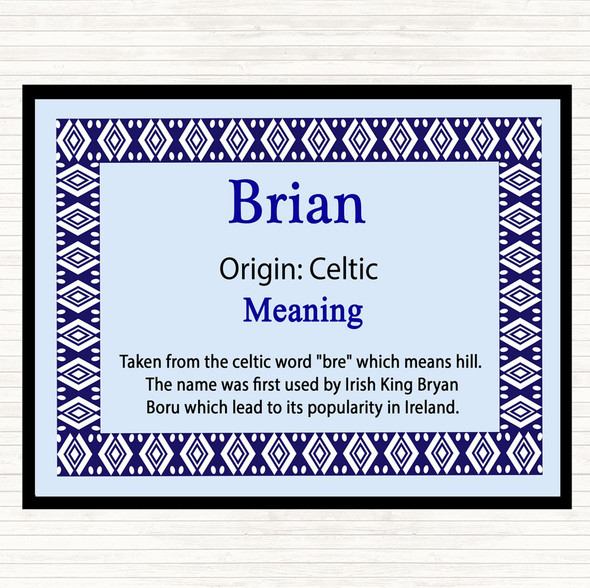 Brian Name Meaning Mouse Mat Pad Blue