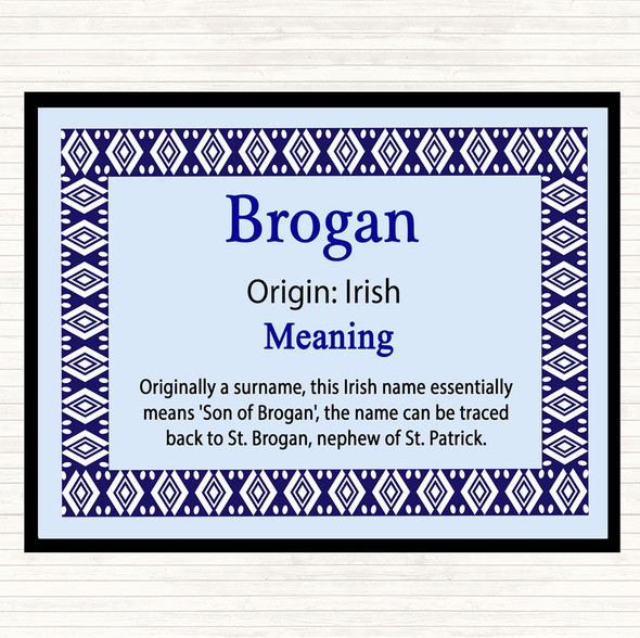 Brogan Name Meaning Mouse Mat Pad Blue