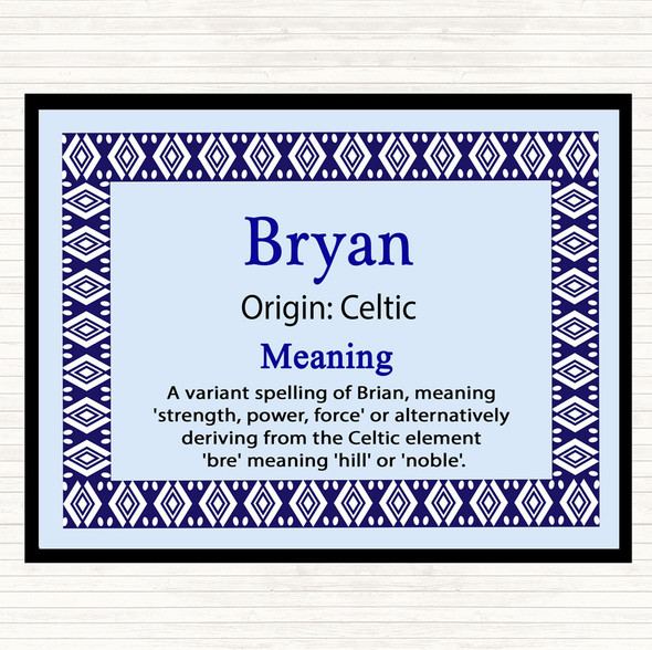 Bryan Name Meaning Mouse Mat Pad Blue