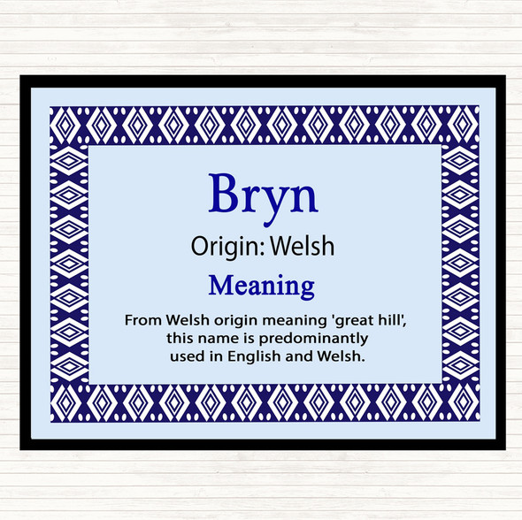 Bryn Name Meaning Mouse Mat Pad Blue