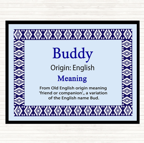 Buddy Name Meaning Mouse Mat Pad Blue