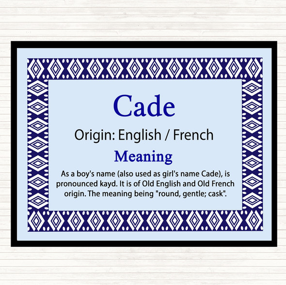 Cade Name Meaning Mouse Mat Pad Blue