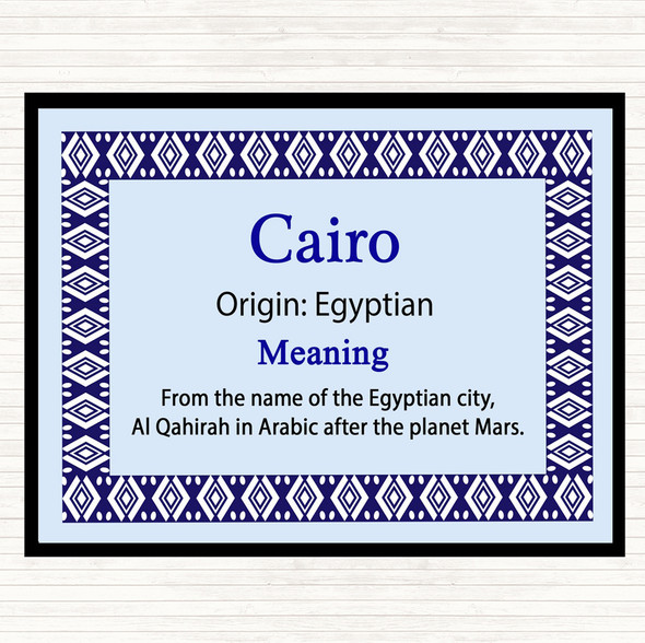 Cairo Name Meaning Mouse Mat Pad Blue