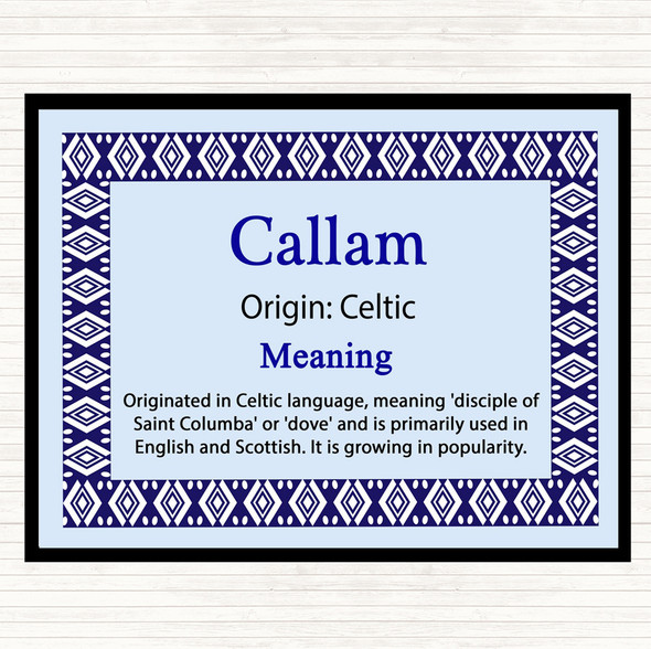 Callam Name Meaning Mouse Mat Pad Blue