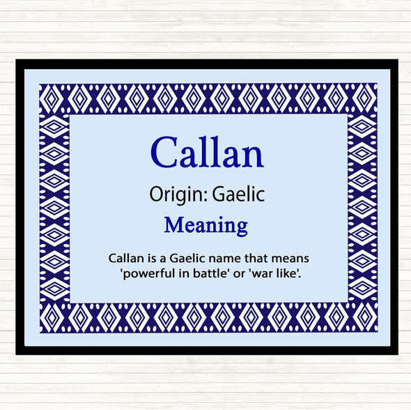 Callan Name Meaning Mouse Mat Pad Blue