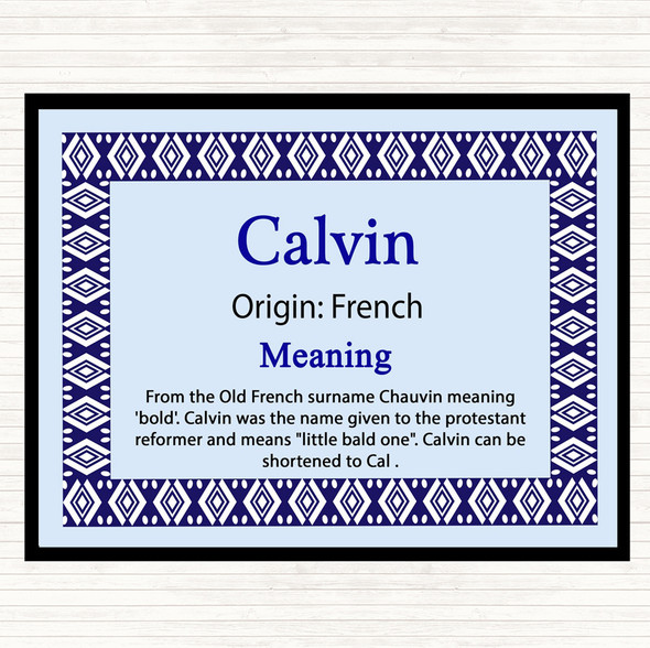 Calvin Name Meaning Mouse Mat Pad Blue