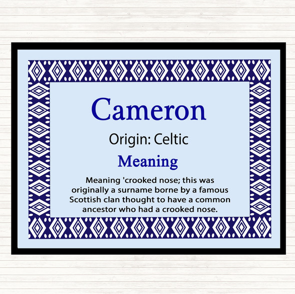 Cameron Name Meaning Mouse Mat Pad Blue