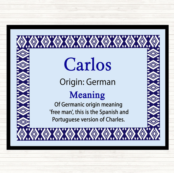 Carlos Name Meaning Mouse Mat Pad Blue