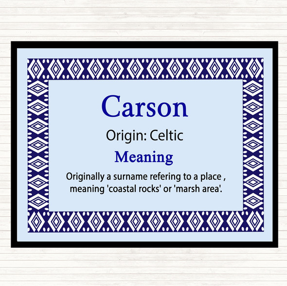 Carson Name Meaning Mouse Mat Pad Blue