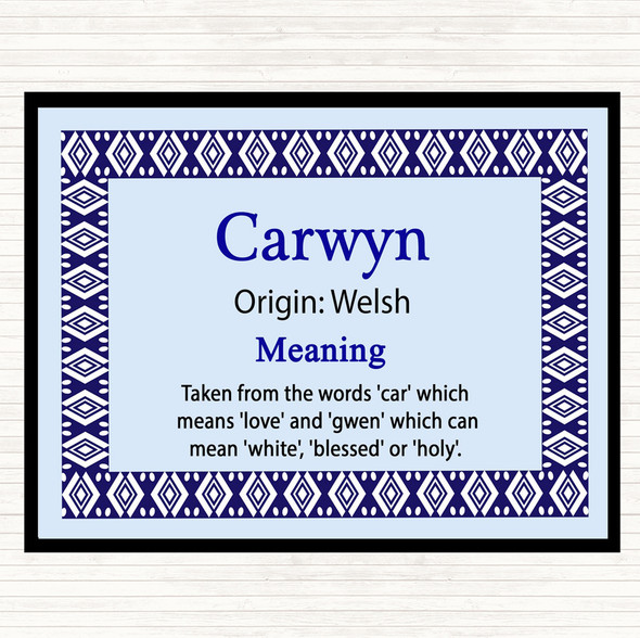 Carwyn Name Meaning Mouse Mat Pad Blue