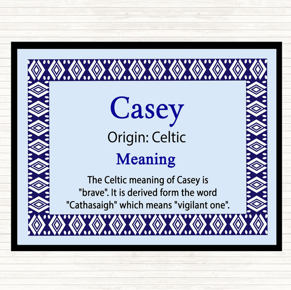 Casey Name Meaning Mouse Mat Pad Blue