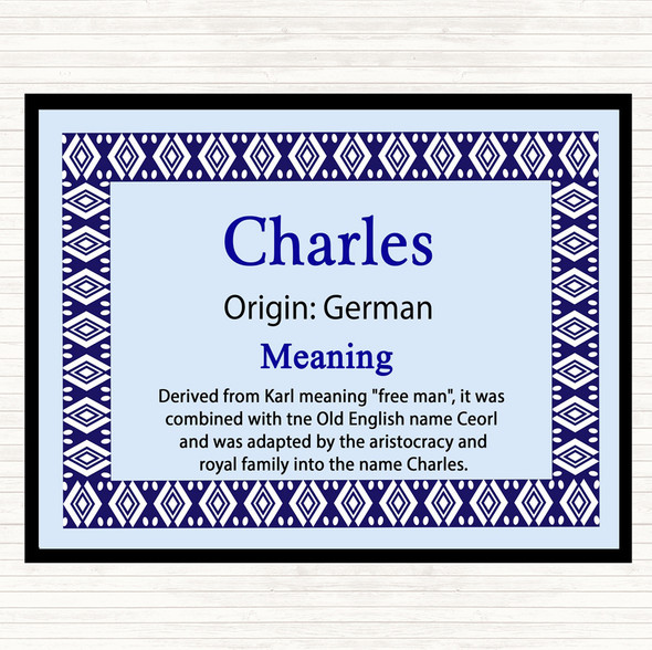 Charles Name Meaning Mouse Mat Pad Blue