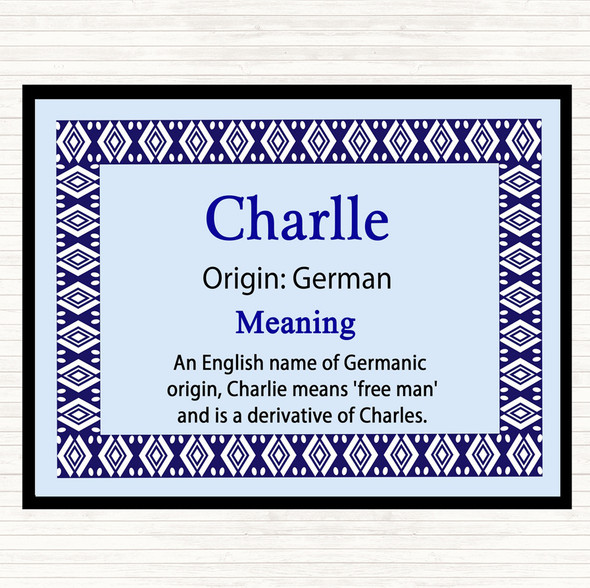 Charlle Name Meaning Mouse Mat Pad Blue
