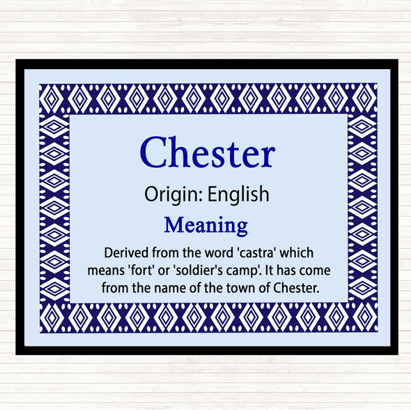 Chester Name Meaning Mouse Mat Pad Blue