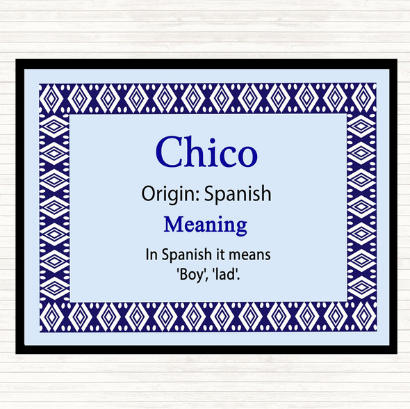 chico Name Meaning Mouse Mat Pad Blue