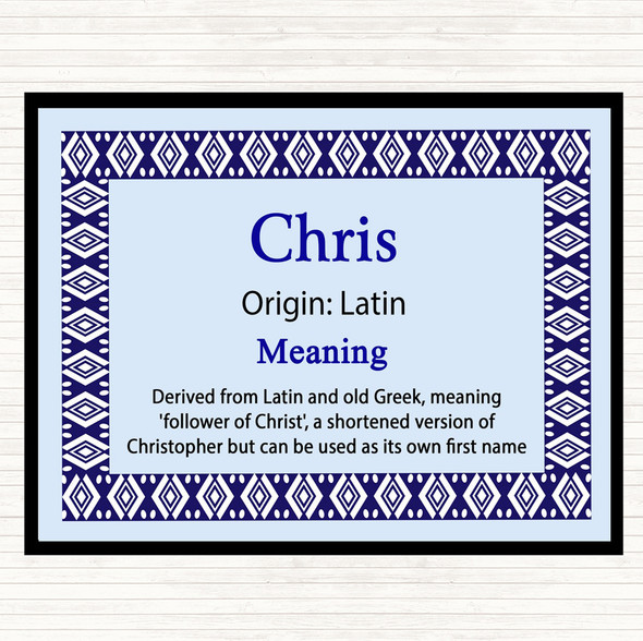 Chris Name Meaning Mouse Mat Pad Blue