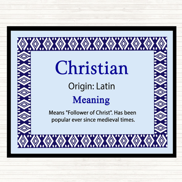 Christian Name Meaning Mouse Mat Pad Blue